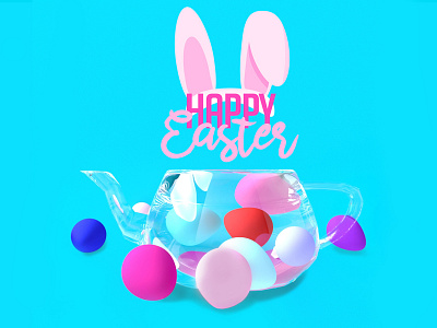 Happy Easter 3d color design easter eggs happy happy easter teapot