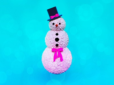 Snowman 3d cold design froze frozen lowpoly pink snowman winter