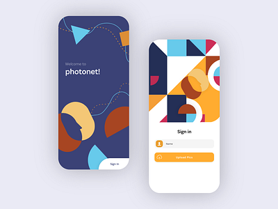 Photonet Photos Sharing App Onboarding Screens