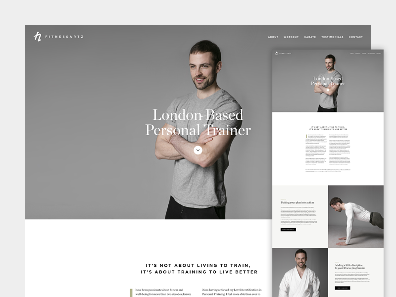 FitnessArtz One Page Concept personal training gym fitness chronicle gotham ui one page digital website