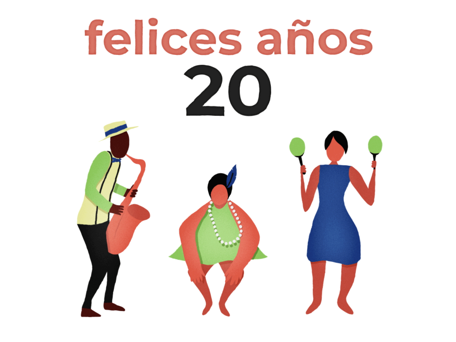 The 20s 2020 animation celebrate character animation charleston dancing gifart illustration loop maracas newyear satisfying saxo the20s