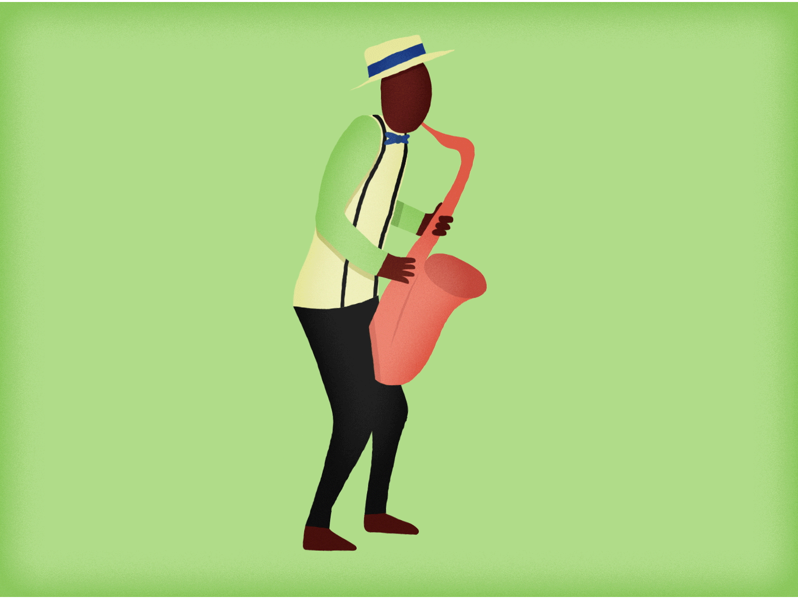 Man playing saxophone and dancing woman illustration