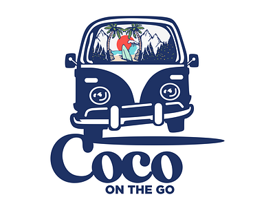 coco on the go abstract art beach branding design graphic design illustration logo modern van vector vintage