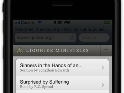 Ligonier Mobile — tableview style ios iphone tool:photoshop ui