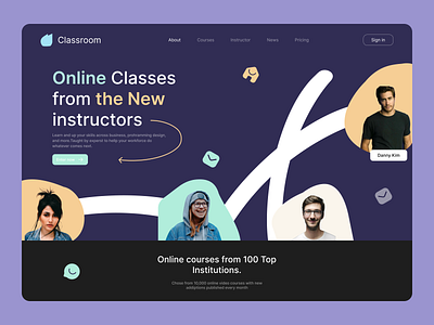 Classroom - Online Classes clean clean ui design education home works ladning page learn learn page lessons online online class online learning training tutor ui ui ux web web design website