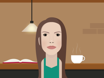 Portrait of Heather book cafe coffee face heather illustration interview portrait vector