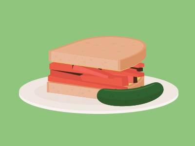 Katz's Deli Sandwich bread deli food illustration infographic katz manhattan nyc pastrami pickle sandwich vector