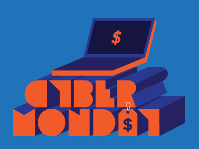 Cyber Monday computer cyber monday geometric illustration internet lettering money shopping type typography