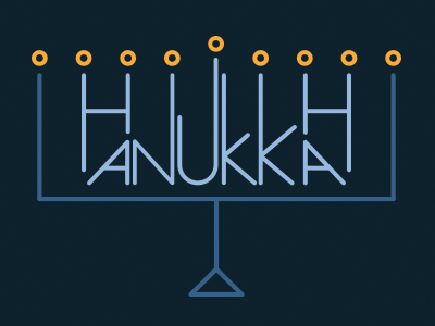 Happy Hanukkah! candles chanuka hanukkah holidays illustration lettering menorah typography