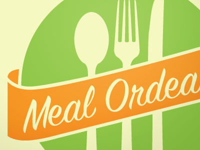 Meal Ordeal diner food fork green label meal orange plate retro silverware spoon