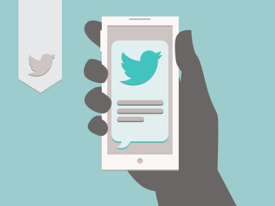Tweet it hand icon illustration message phone prompter smart phone social the tweet twitter