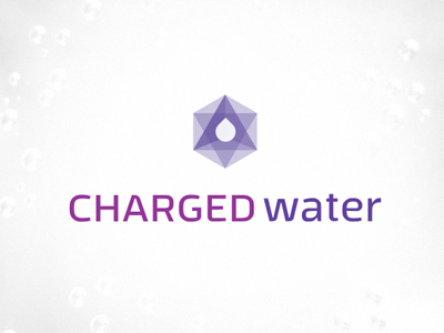 Chargedwater Dribs charged droplet hexagon identity logo purple water