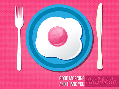 Hello&Thank you ball breakfast debut dribbble first illustration invite shot thanks welcome