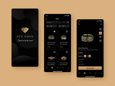 Lux Gold | App Design e commerce gold jewelry ring ui ux