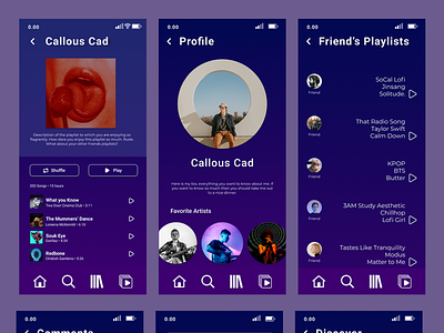 Dash Music App screens ui ux design