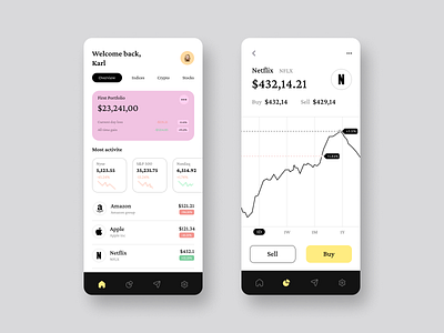 Stock app - Mobile design app bank clean clean ui design design app finance fintech transactions transfer ui design ui ux