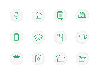 Icon set for a financial tracking app iconography icons illustration