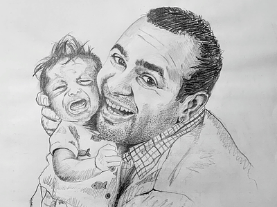Sketch of my son and myself pencil sketch