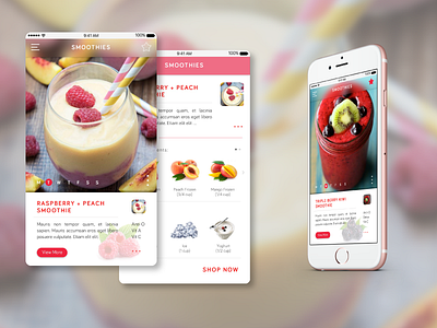 Recipe App UI app bright colourful drinks fruits ios pink recipe smooth sweet ui