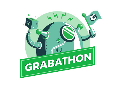 Grabathon 4.0: Hackathon for Grab droid hackathon illustration logo robot tron