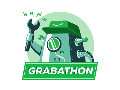 Grabathon 5.0: Hackathon for Grab droid hackathon illustration logo robot tron
