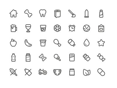 Icon set for online grocery shop category food grocery icons shop web