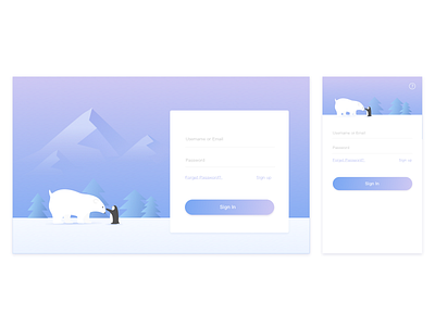 Login Form bear illustation landing login penguin sign in