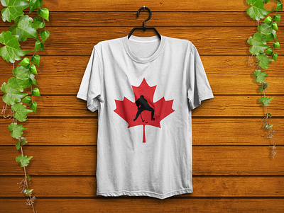 Canadian Hockey t-shirt design canada design fashion graphic design hockey ice ice hockey illustraor illustration maple leaf palyer t shirt vector