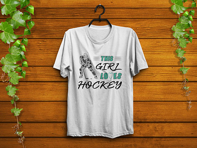 Girls Hockey t-shirt design design fashion game girls graphic design heart hockey lovers illustraor illustration player sports stick t shirt typography vector vintage