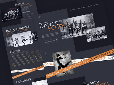 Hip Hop Dance School Website Layout Template