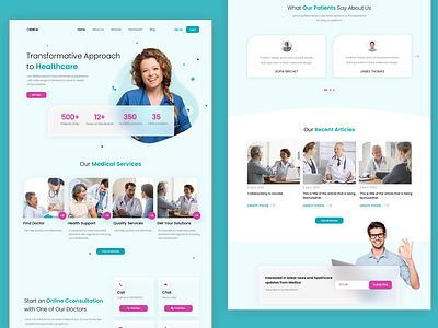 Transformative Approach to Healthcare Website layout