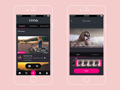 Vima - premium video content app app branding mobile ui ux