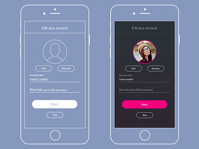 Vima App - wireframe and design account app design minimalistic mobile ui ux wireframes