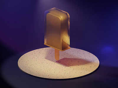 Golden ice cream 3d blender gold graphic design ice cream illustration isometric lights lowpoly render shiny terrazzo texture