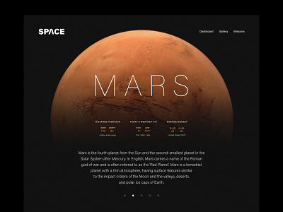 Mars astronomy information learning mars planets science space ui ux web design webpage website