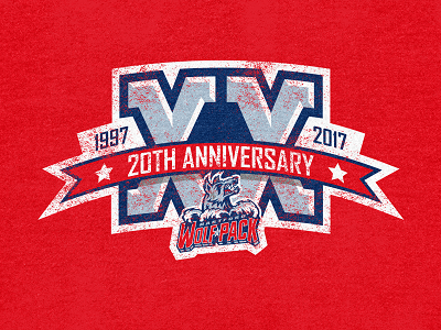 Hartford Wolf Pack 20th Anniversary anniversary blue branding grey hartford hockey pack red sports wolf wolves