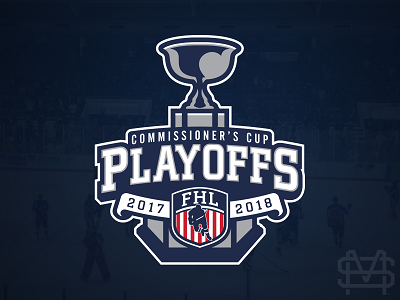 2017-18 Commissioner's Cup Playoffs branding gray grey hockey identity logo navy playoffs sports trophy