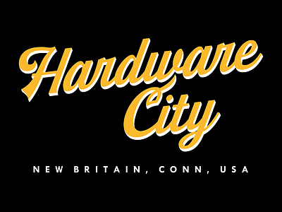 Hardware City Script (WIP) black connecticut ct gold grapgic design hardware city illustration new britain script lettering