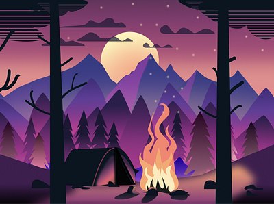 Illustration | Campfire | made in Figma animation art concept creative design figma illustration visualart