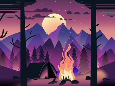Illustration | Campfire | made in Figma animation art concept creative design figma illustration visualart