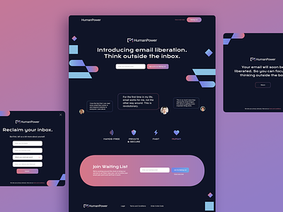 HumanPower - Teaser Landing Page ai app artificialintelligence coming soon email funding investor landing page one page productivity teaser ui ux virtual intelligence web web design website