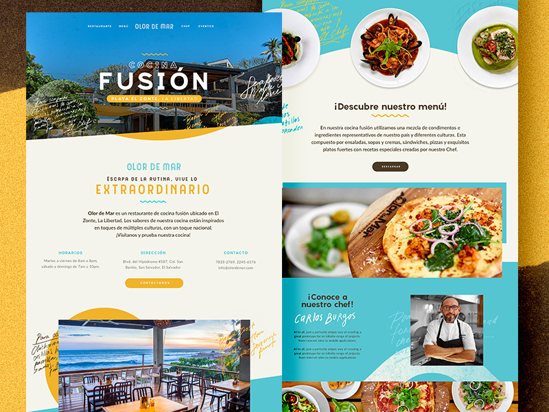 Olor de Mar - Website 2.0 landing page screens ux ui academy resort hotel travel fine dining surf web design website
