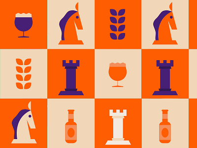 Seed - Beers & Politics beer bottle chess horse icons illustration king malt tower vector