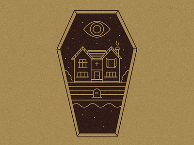 This House is a Grave - ILM02 cemetery grave house icon illustration line art logo vector visual identity