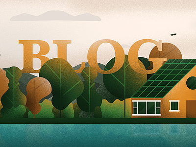 Green House Initiative - Blog Header blog cabin energy header house illustration nature solar energy solar panel sustainability woods