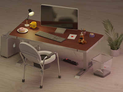 Cute Office art blender chair design graphic design hardwork home illustration kamardzien logo nft office work