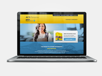 Rosetta Stone Mock-Up ecommerce header shop website yellow