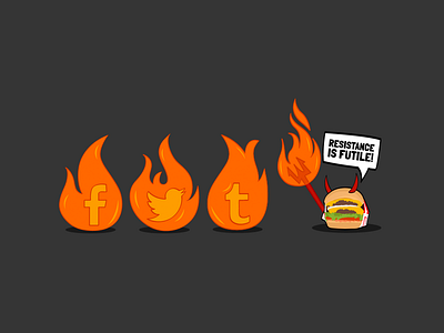 Fun Social Media Icons burger fire icons social media