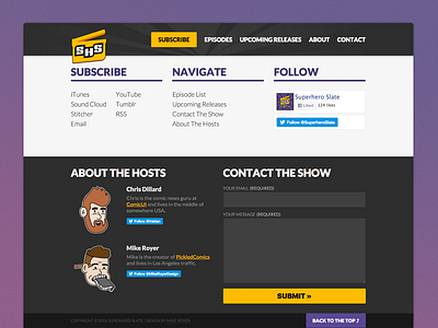 Superhero Slate Footer audio footer news podcast superhero website