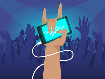 Party On concert crowd music party phone vector
